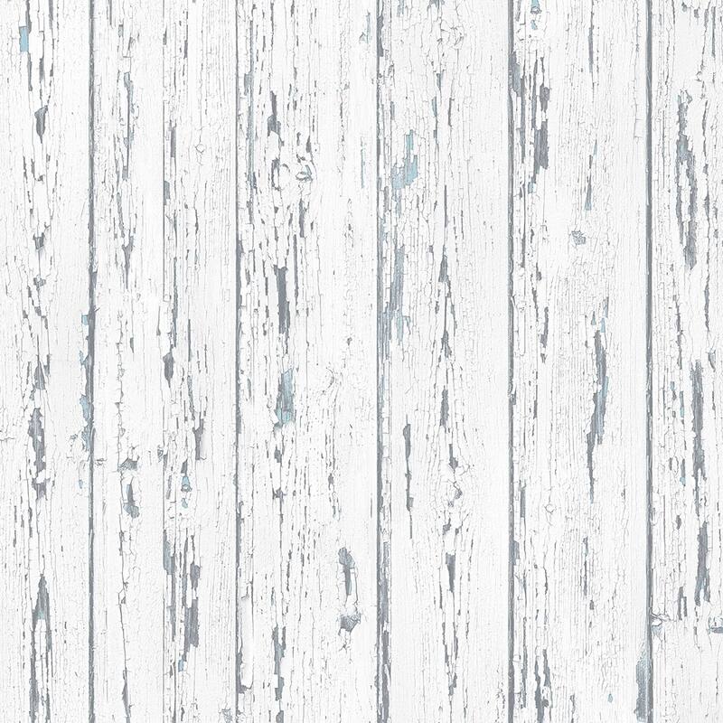 Shiplap Shiplap Wallpaper Wood in White Blue Turquoise Cotton Grey - White
