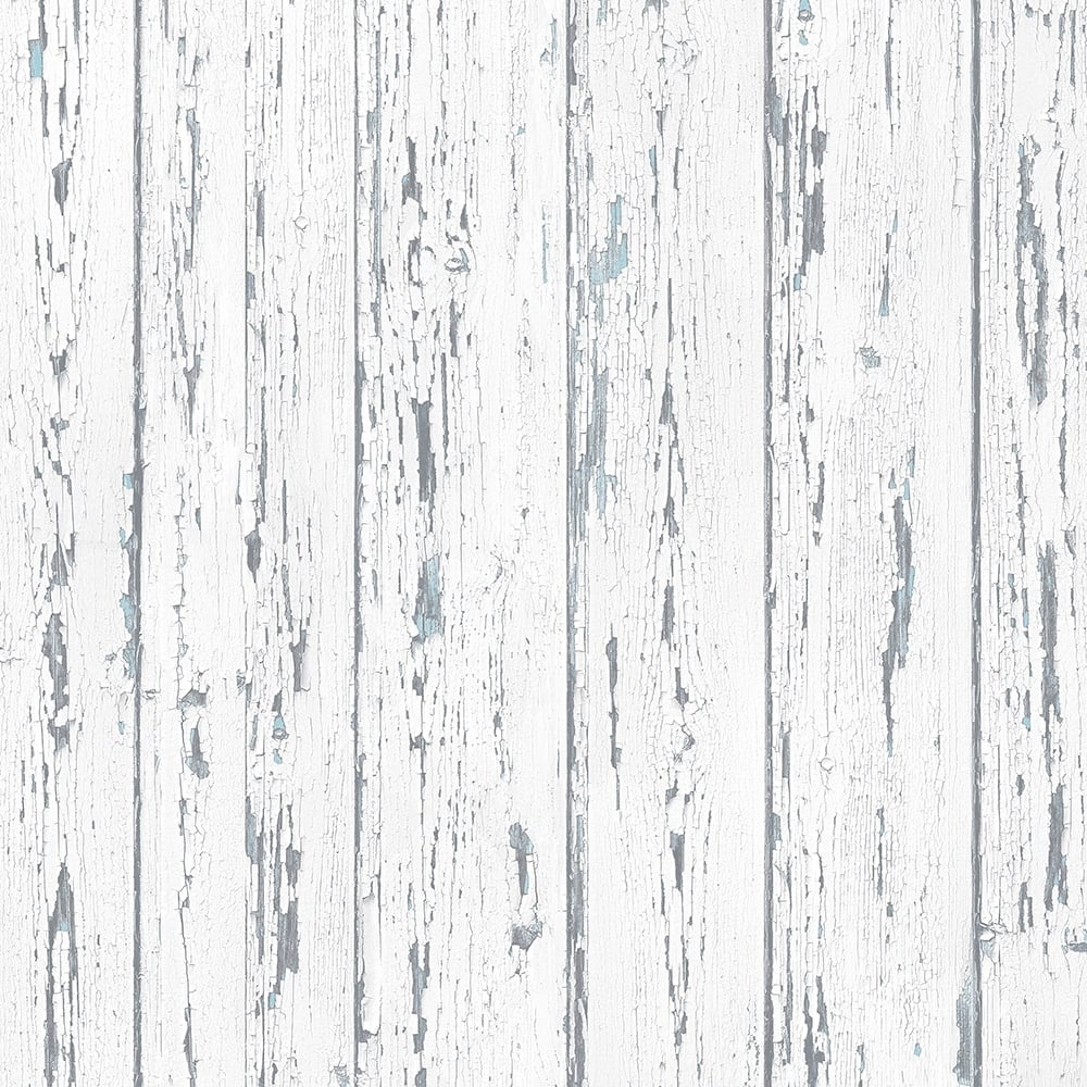 Shiplap Shiplap Wallpaper Wood in White Blue Turquoise Cotton Grey