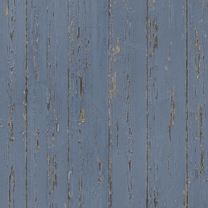 Shiplap Shiplap Wallpaper Wood in Dark Blue Blue Lapis Lazuli Indigo Indigo Blue - Blue