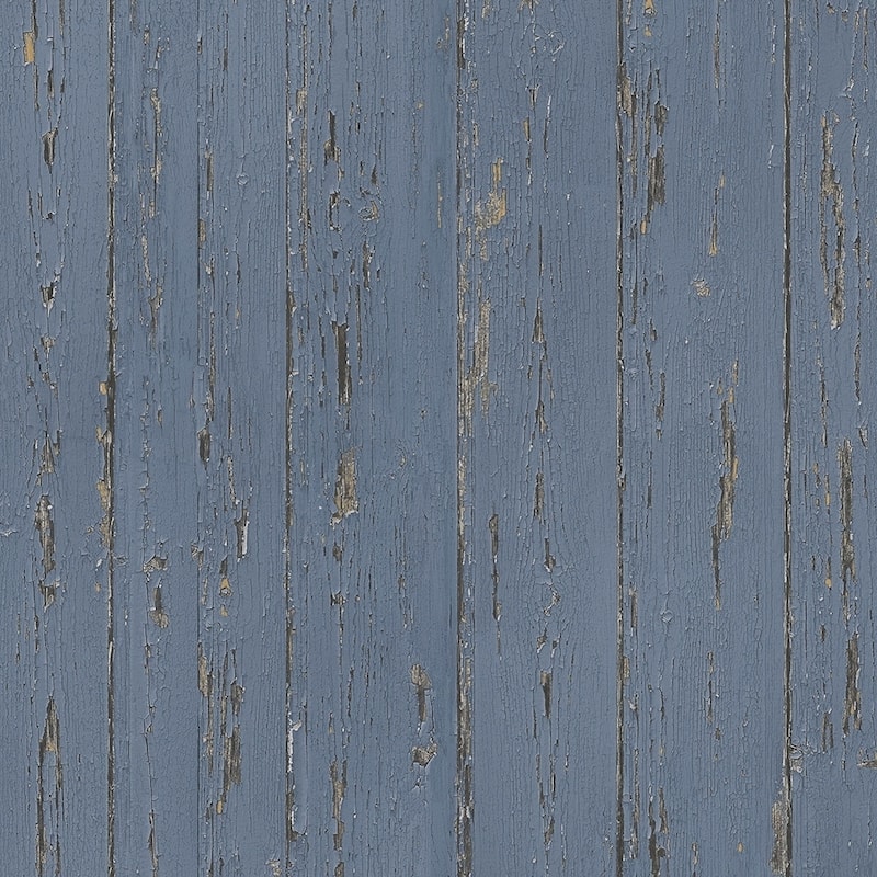 Shiplap Wallpaper, Wood In Dark Blue, Blue, Lapis Lazuli, Indigo 