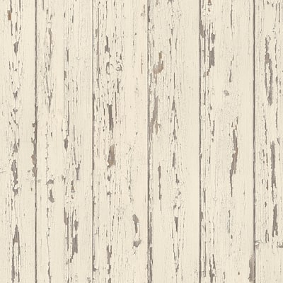 Shiplap Shiplap Wallpaper Wood in Cream French Vanilla Brown