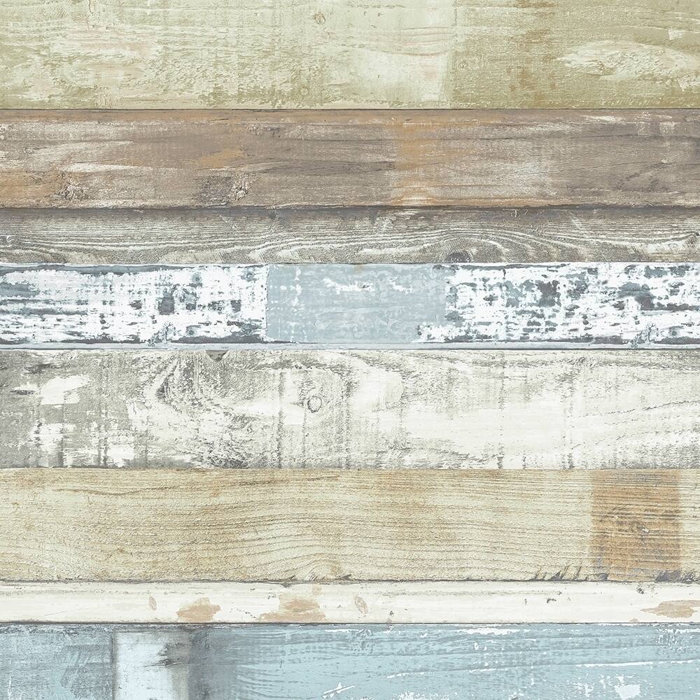 Beachwood Beachwood Wallpaper Wood in Green Blue Sage Brown Cedar