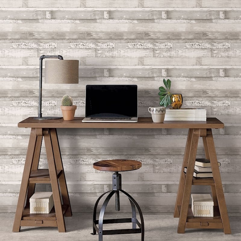 Beachwood Beachwood Wallpaper Wood in Light Grey White Dove Dove White - Grey