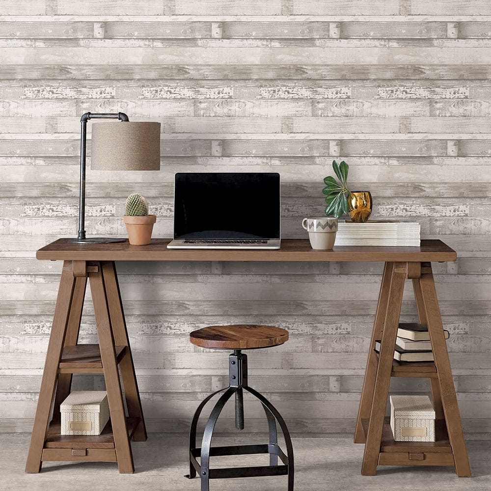 Beachwood Beachwood Wallpaper Wood in Light Grey White Dove Dove White