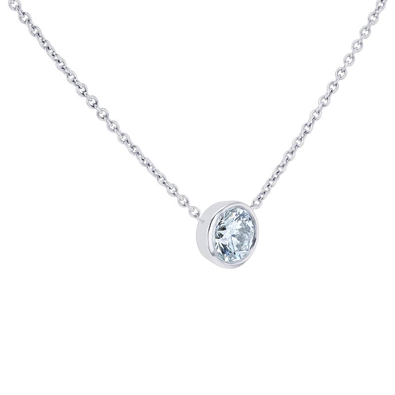 Annello by Kobelli 14k Gold Lab Grown Diamond Solitaire 1/2 Carat Bezel Necklace