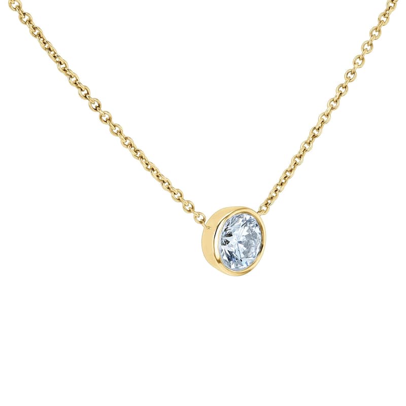 Annello by Kobelli 14k Gold Lab Grown Diamond Solitaire 1/2 Carat Bezel Necklace