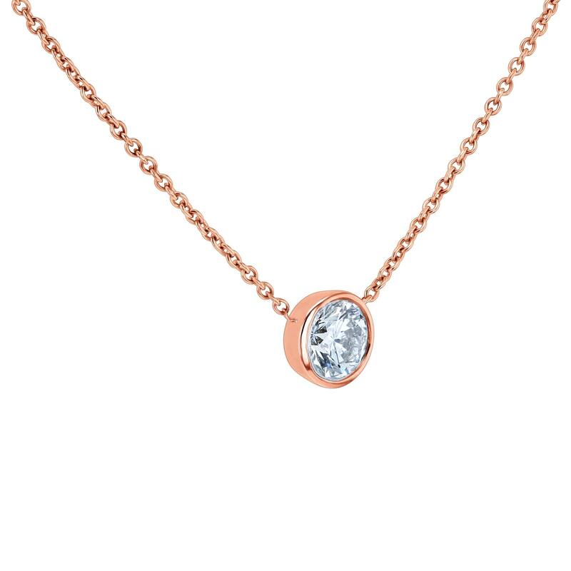 Annello by Kobelli 14k Gold Lab Grown Diamond Solitaire 1/2 Carat Bezel Necklace