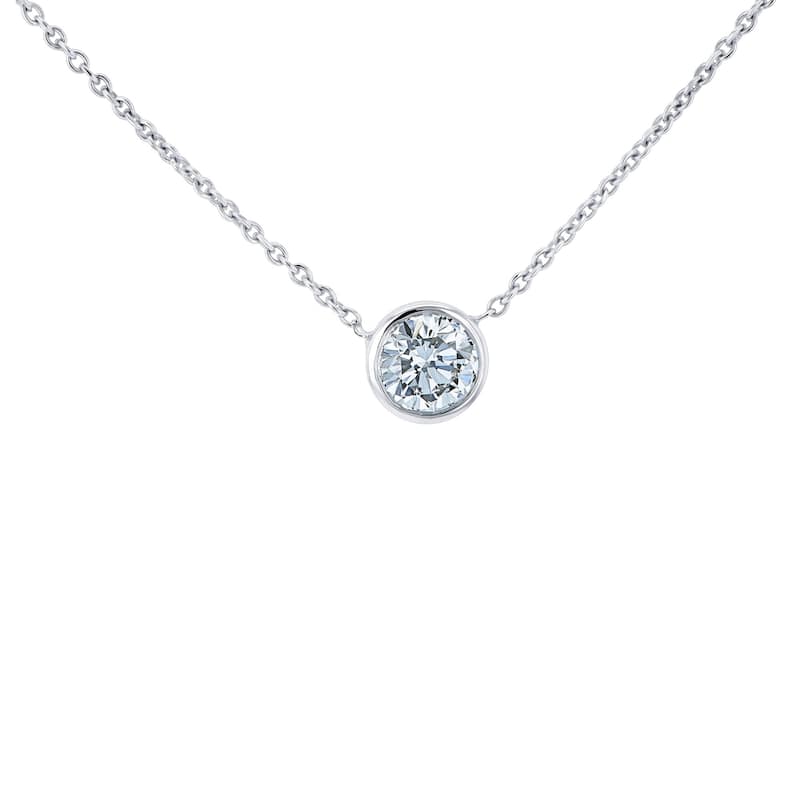 Annello by Kobelli 14k Gold Lab Grown Diamond Solitaire 1/2 Carat Bezel Necklace