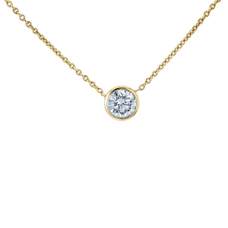Annello by Kobelli 14k Gold Lab Grown Diamond Solitaire 1/2 Carat Bezel Necklace