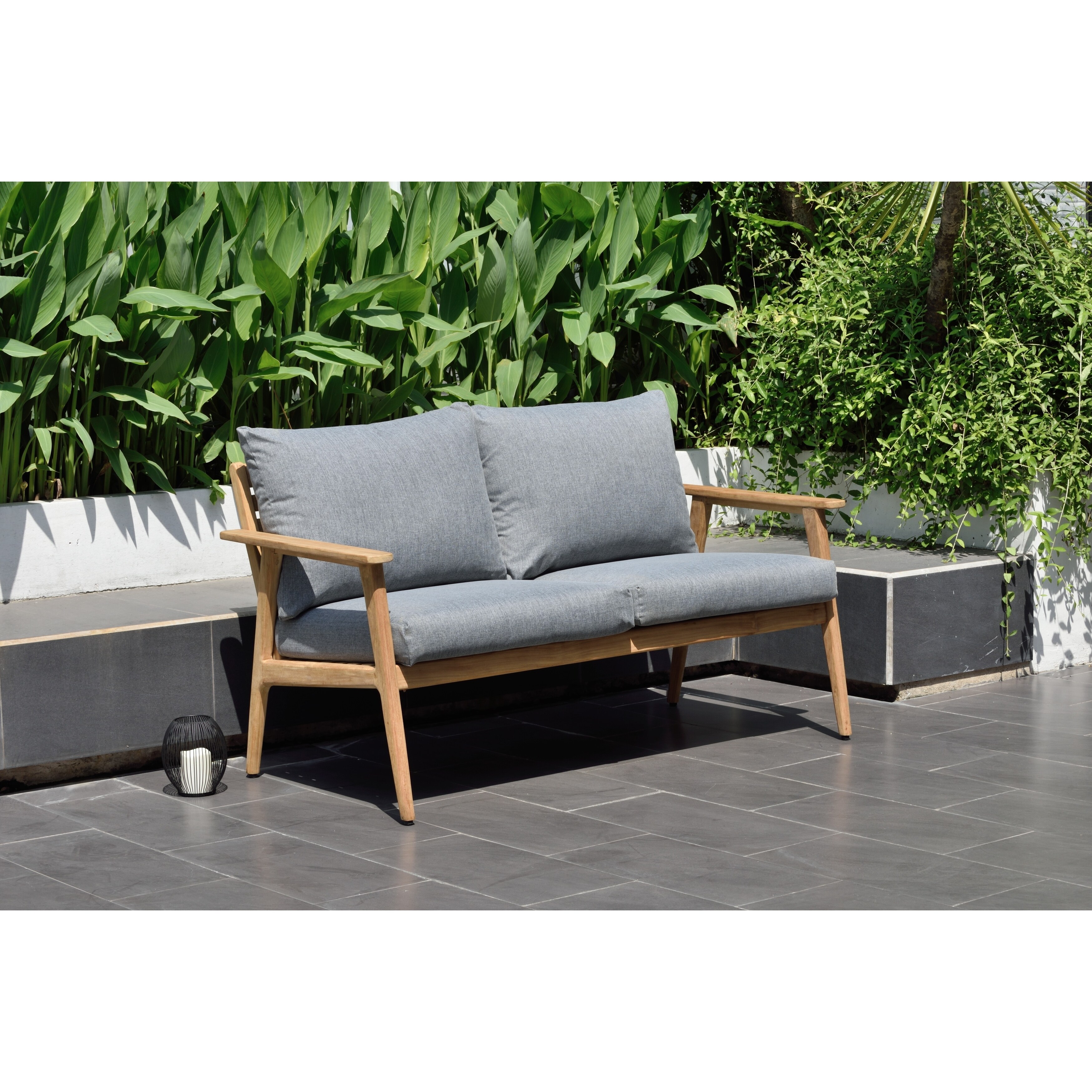 Nordic Patio Teak Wood Sofa 100 And Olefin Nordic Patio Teak Wood Sofa 100