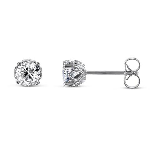 Annello by Kobelli 14k White Gold Orchid 1ct TDW Natural Diamond Stud Earrings