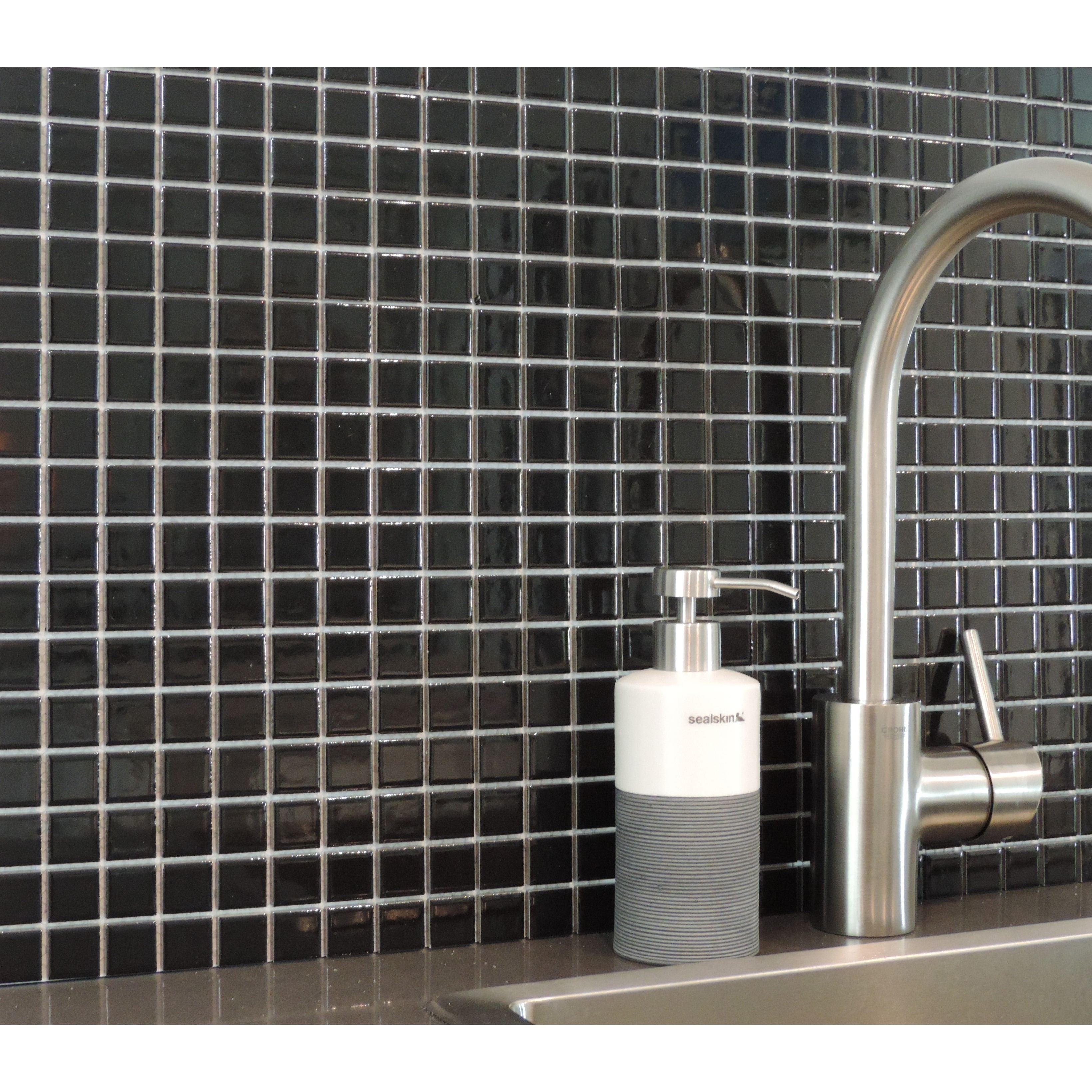 Porcelain Premium Quality 2x2 Black Square Matte Mosaic Tile Box of 5 Pcs Great For Bathroom Tile Wall Tile and Kitchen Backsplash Tiles on 12x12 Sheet - Free Shipping Floor Tile