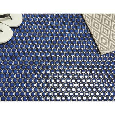 Hexagon Matt Blue Mosaic (9.5cm x 9.5cm) 29.5cm x 25.6cm Wall & Floor Tile
