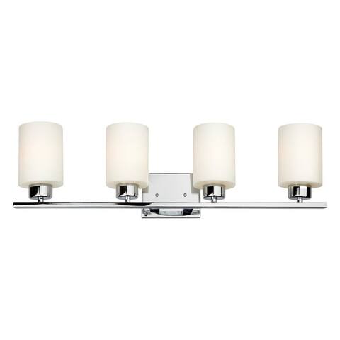 4-Light Chrome Vanity Light with Frosted Seeded Glass