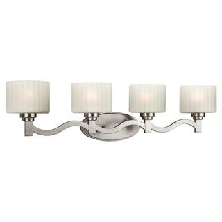 4-Light Brushed Nickel Vanity Light w/ Umber Linen