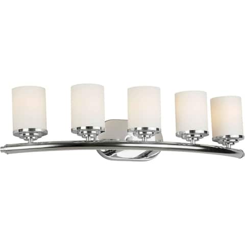 5-Light Chrome Vanity Light with Satin Opal Glass