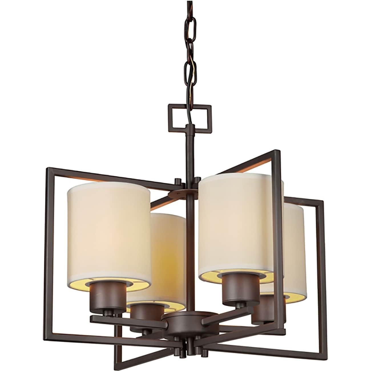 4-Light  Antique Bronze Chandelier with Cream colored Fabric Shade - Chandeliers For Bedrooms by Overstock.com