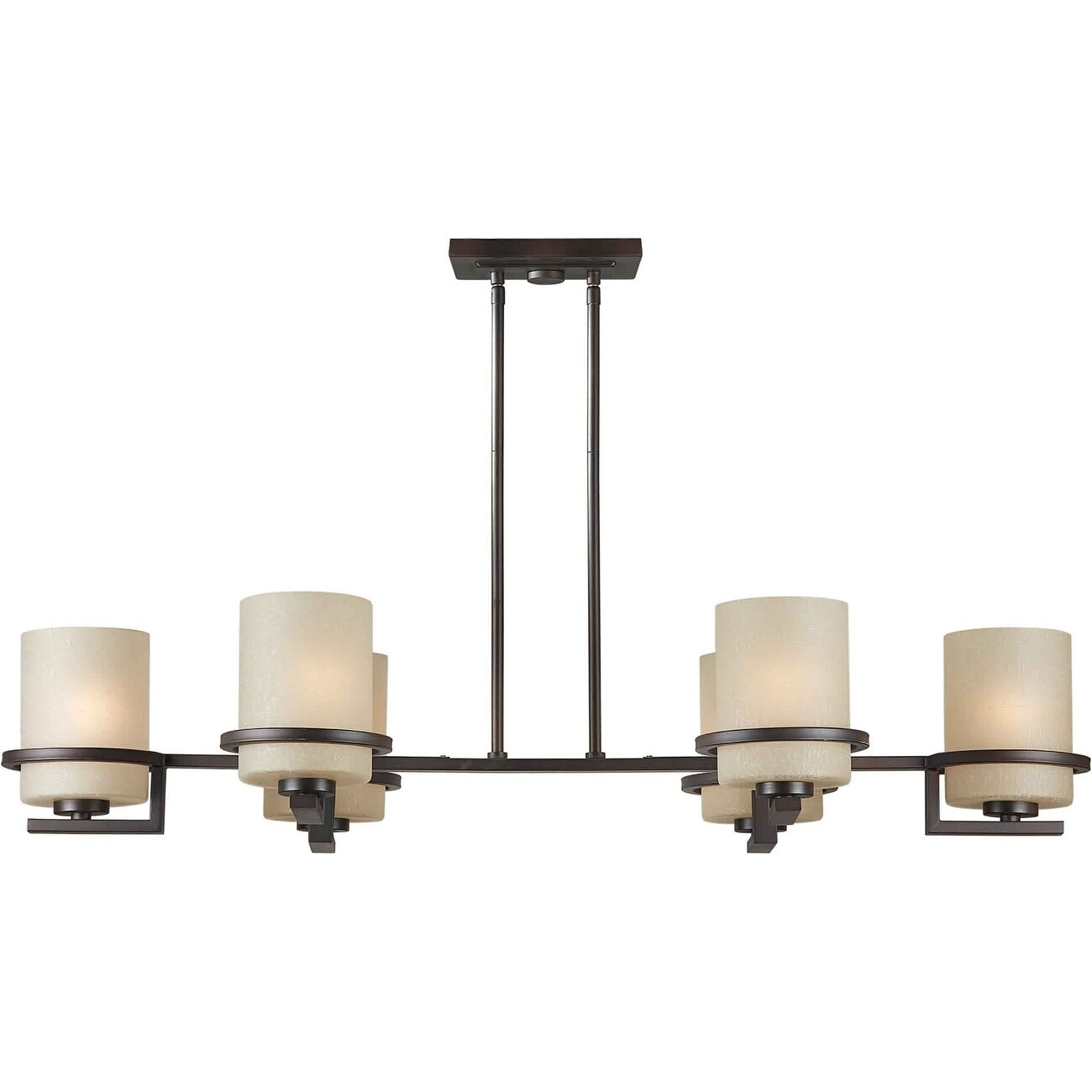 6-Light Antique Bronze Chandelier with Umber Linen Glass - Chandeliers For Bedrooms by Overstock.com