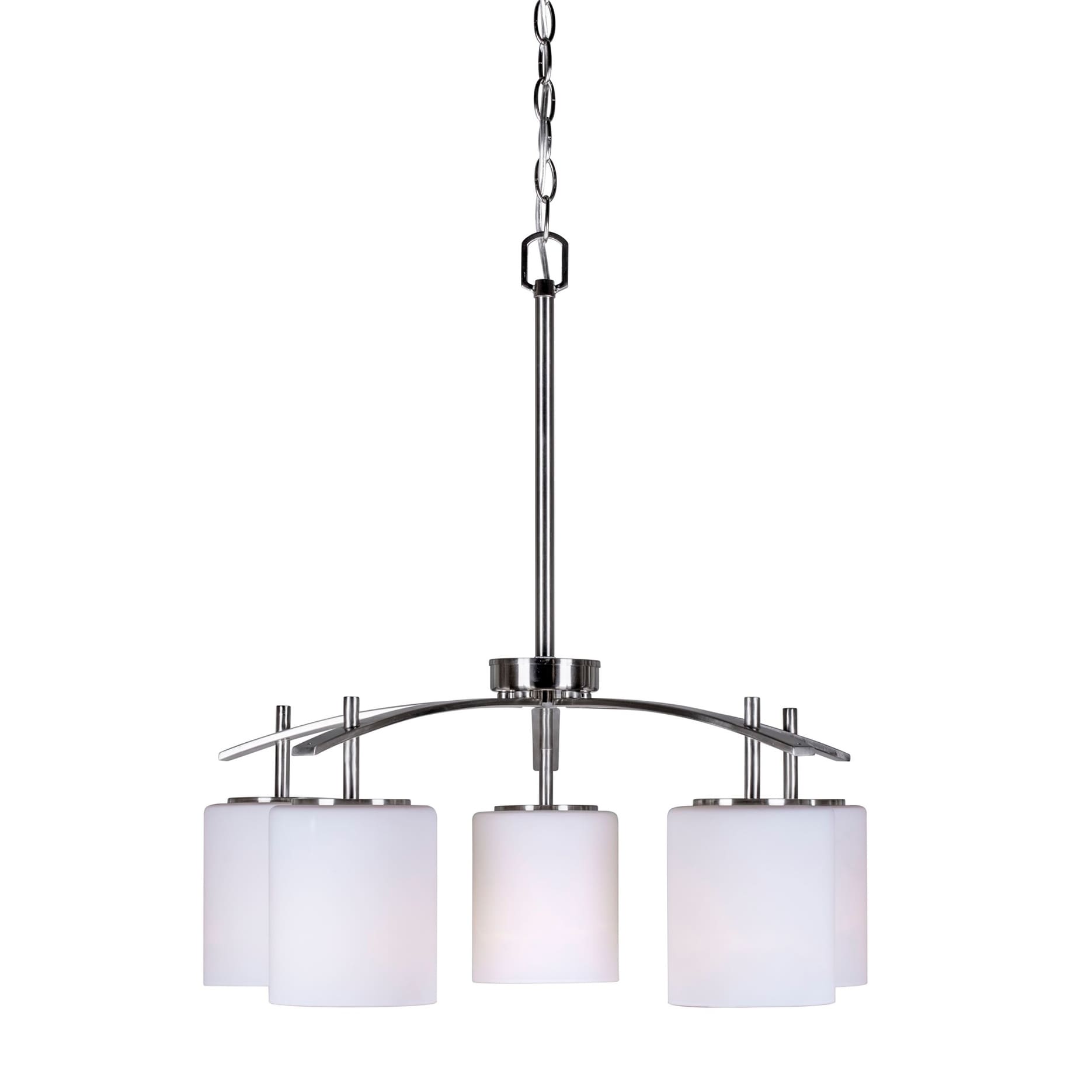 5-Light Brushed Nickel Chandelier with White Linen Glass - Chandeliers For Bedrooms by Overstock.com