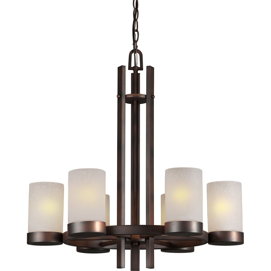 6-Light Antique Bronze Chandelier with White Linen Glass - Chandeliers For Bedrooms by Overstock.com