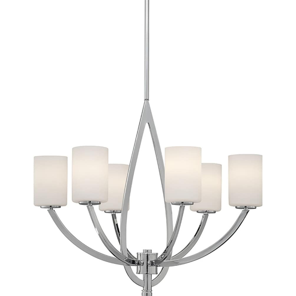 6-Light Chrome Chandelier with Satin Opal Glass - Chandeliers For Bedrooms by Overstock.com