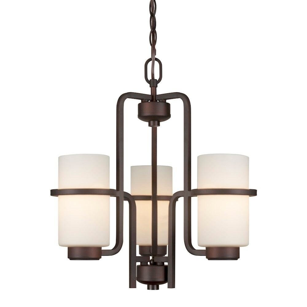 3-Light Antique Bronze Chandelier with Satin Opal Glass - Chandeliers For Bedrooms by Overstock.com