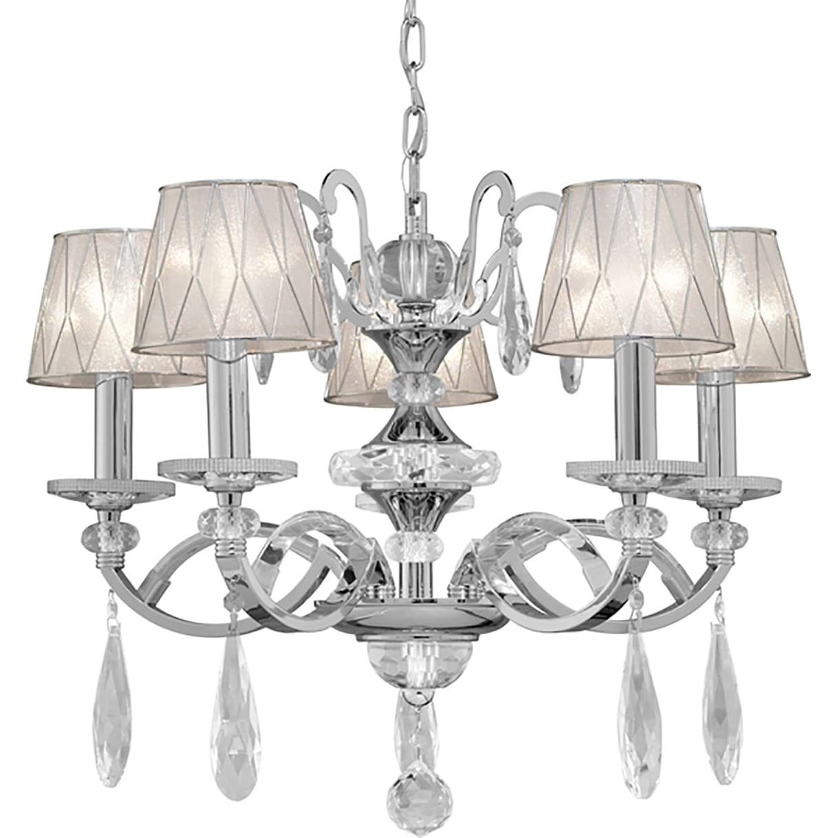 5-Light Chrome Chandelier with Fabric Shade - Chandeliers For Bedrooms by Overstock.com