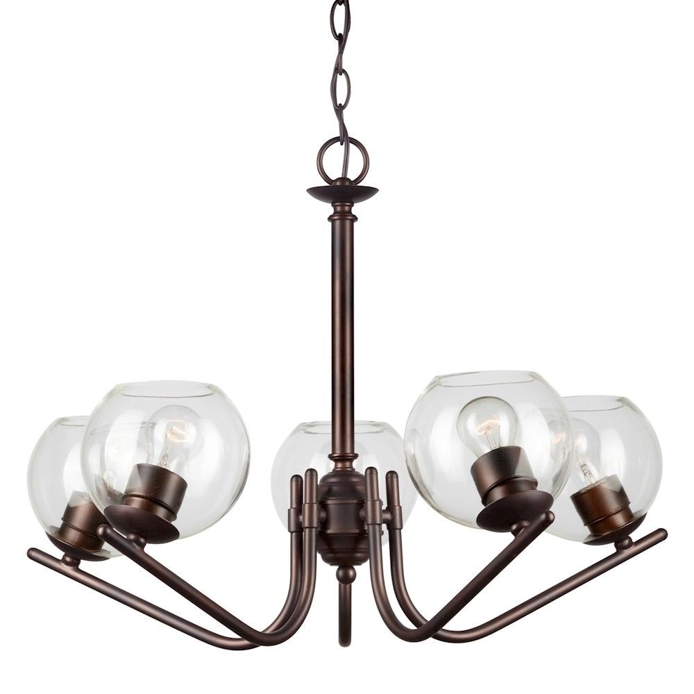 5-Light Antique Bronze Chandelier with Clear Glass Globe - Chandeliers For Bedrooms by Overstock.com