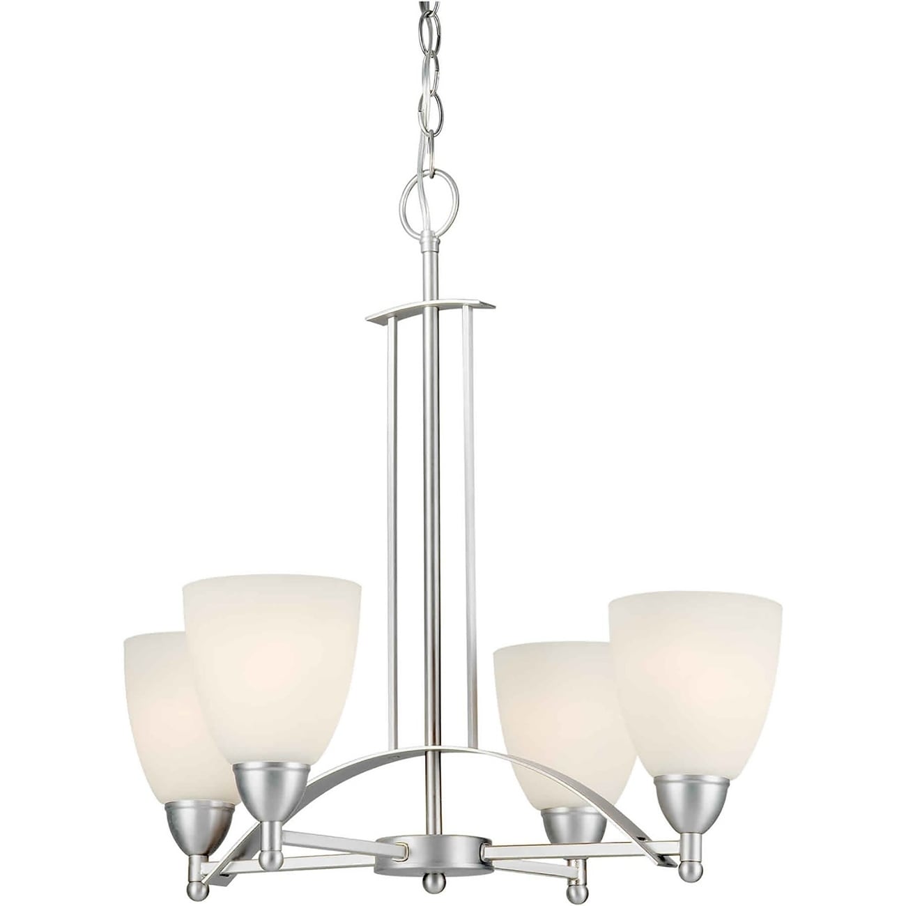 4-Light Brushed Nickel Chandelier with Satin Opal Glass - Chandeliers For Bedrooms by Overstock.com