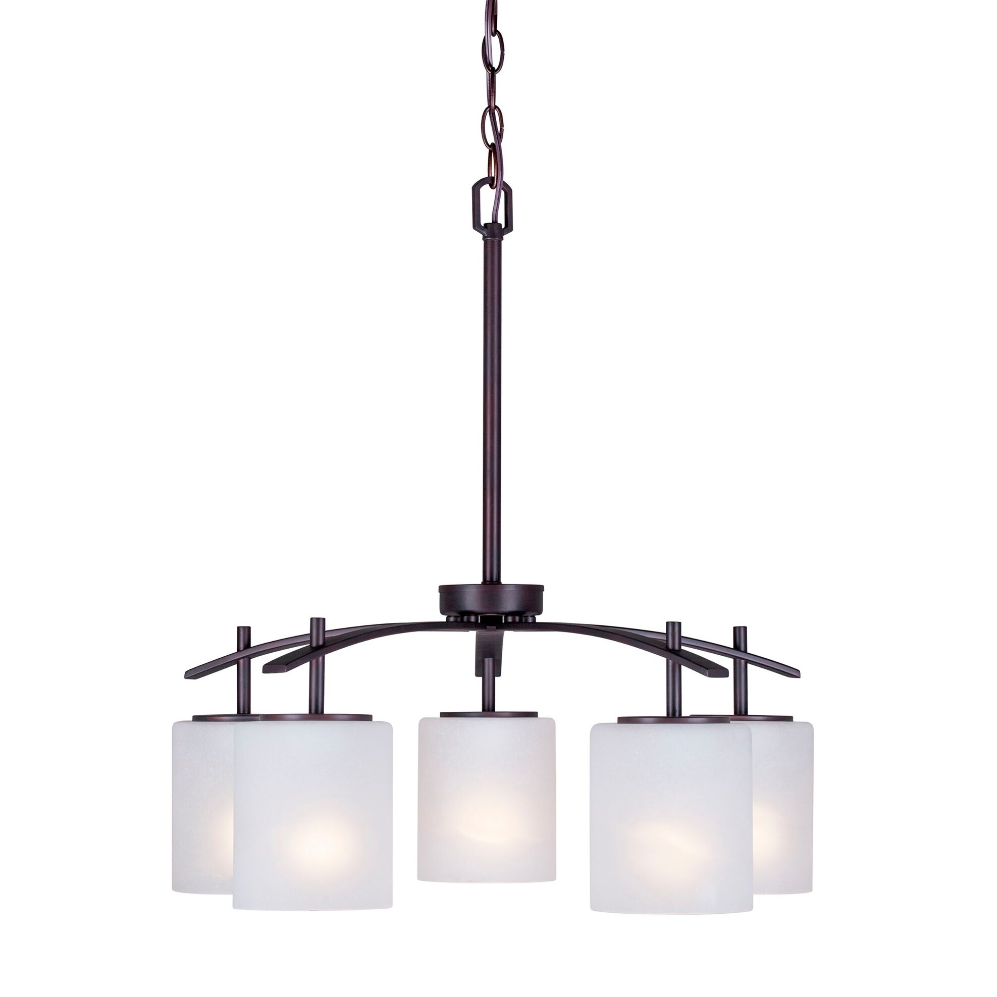 5-Light Antique Bronze Chandelier with White Linen Glass - Chandeliers For Bedrooms by Overstock.com