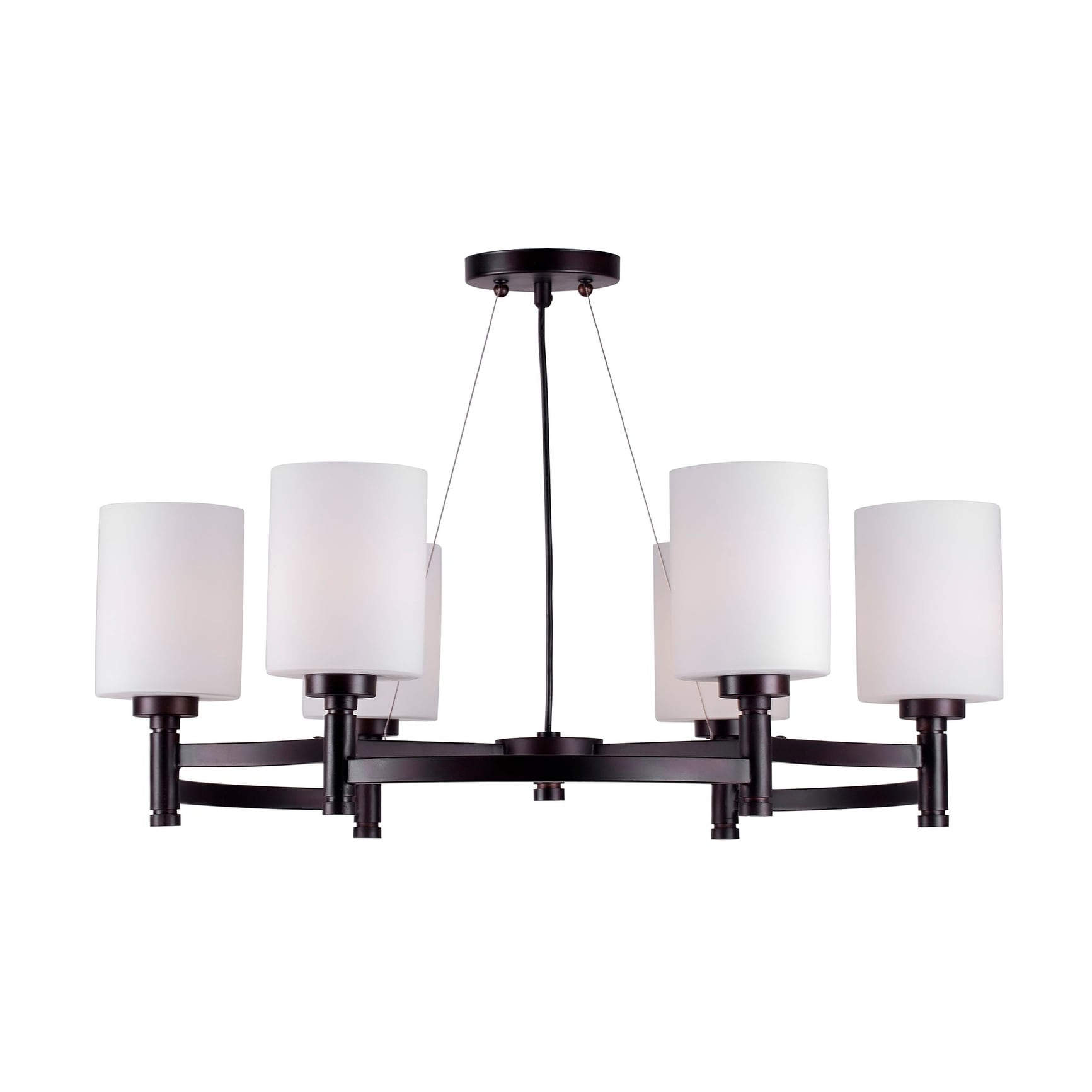 6-Light Antique Bronze Chandelier with Satin Opal Glass - Chandeliers For Bedrooms by Overstock.com