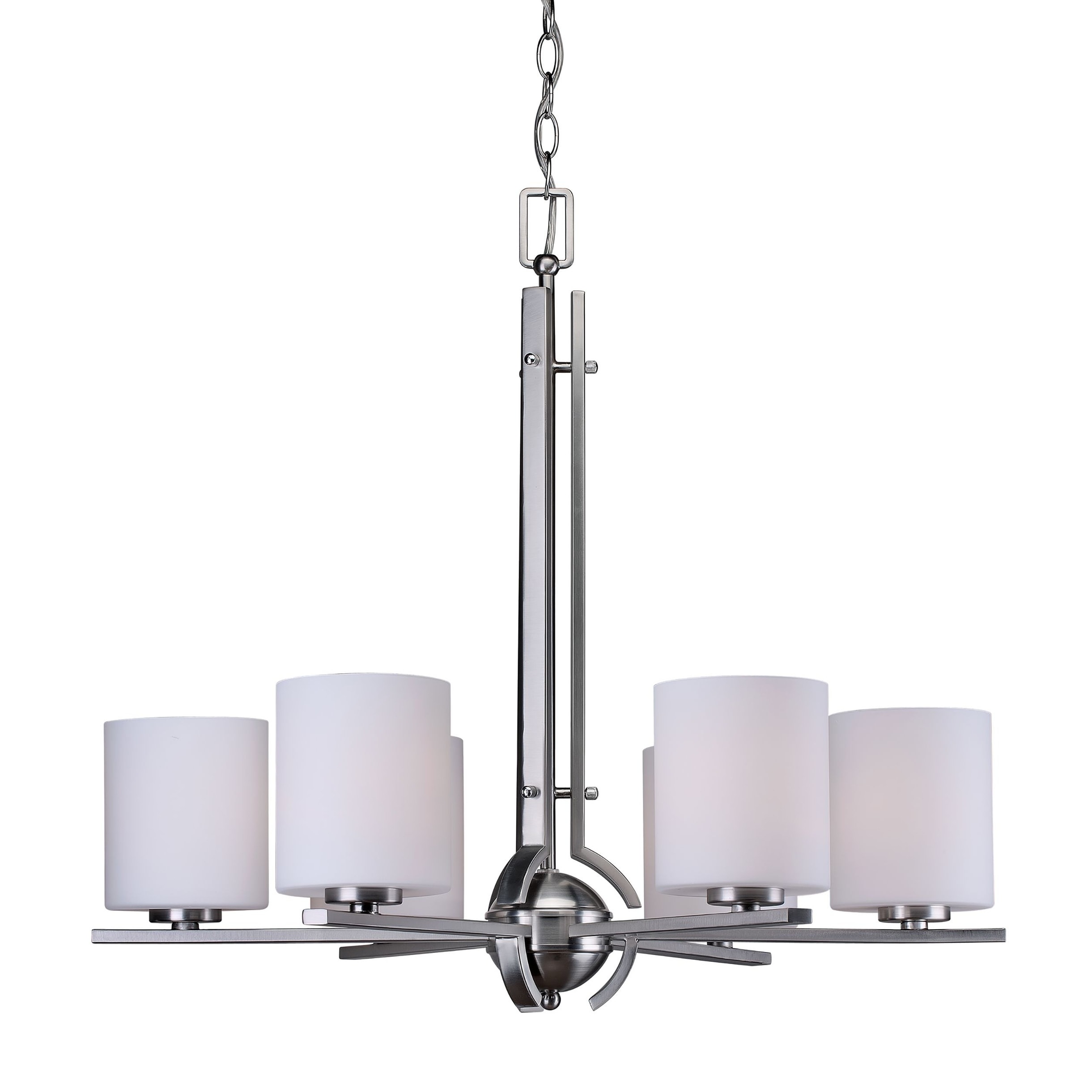 6-Light Brushed Nickel Chandelier with Satin Opal Glass - Chandeliers For Bedrooms by Overstock.com