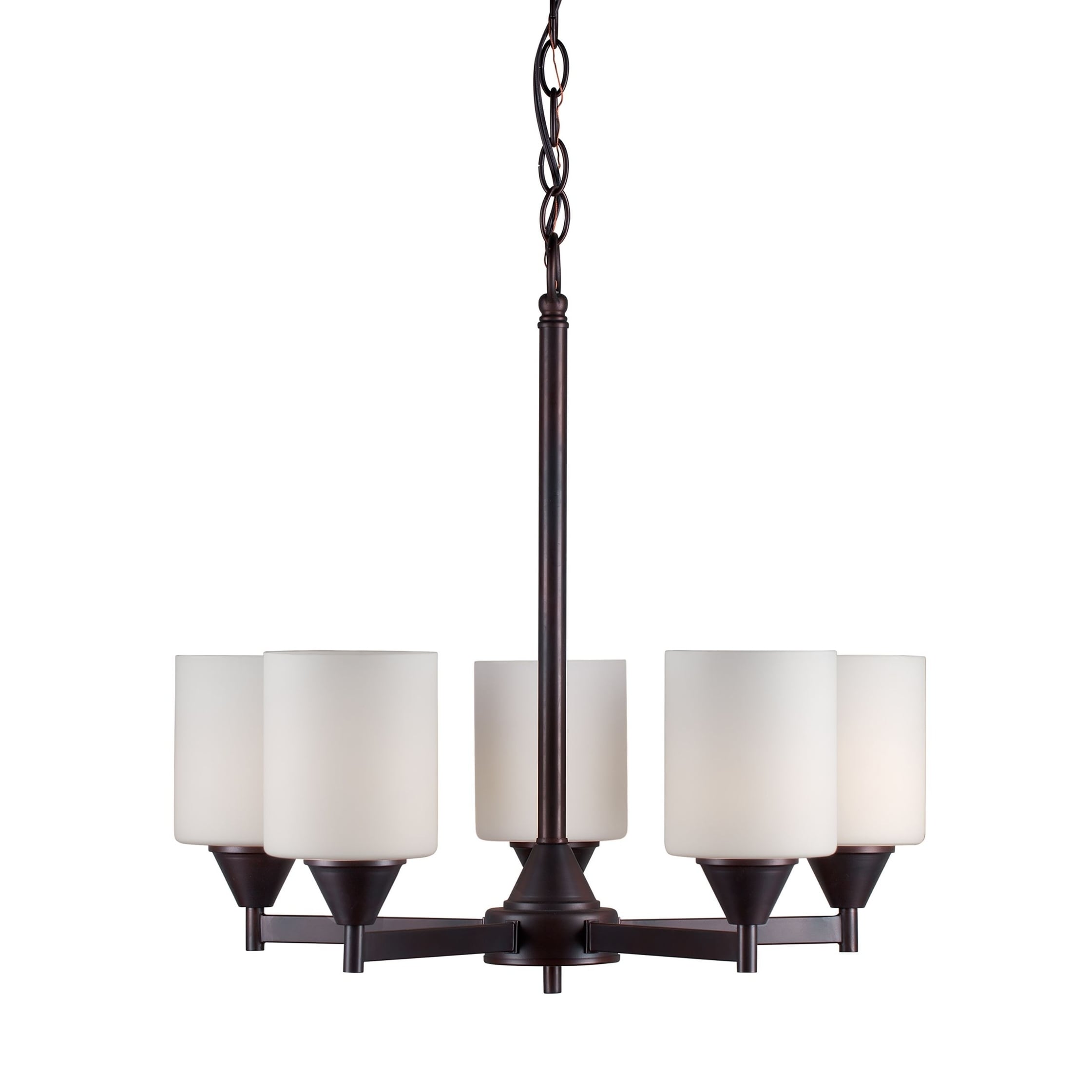 5-Light Antique Bronze Chandelier with White Glass - Chandeliers For Bedrooms by Overstock.com