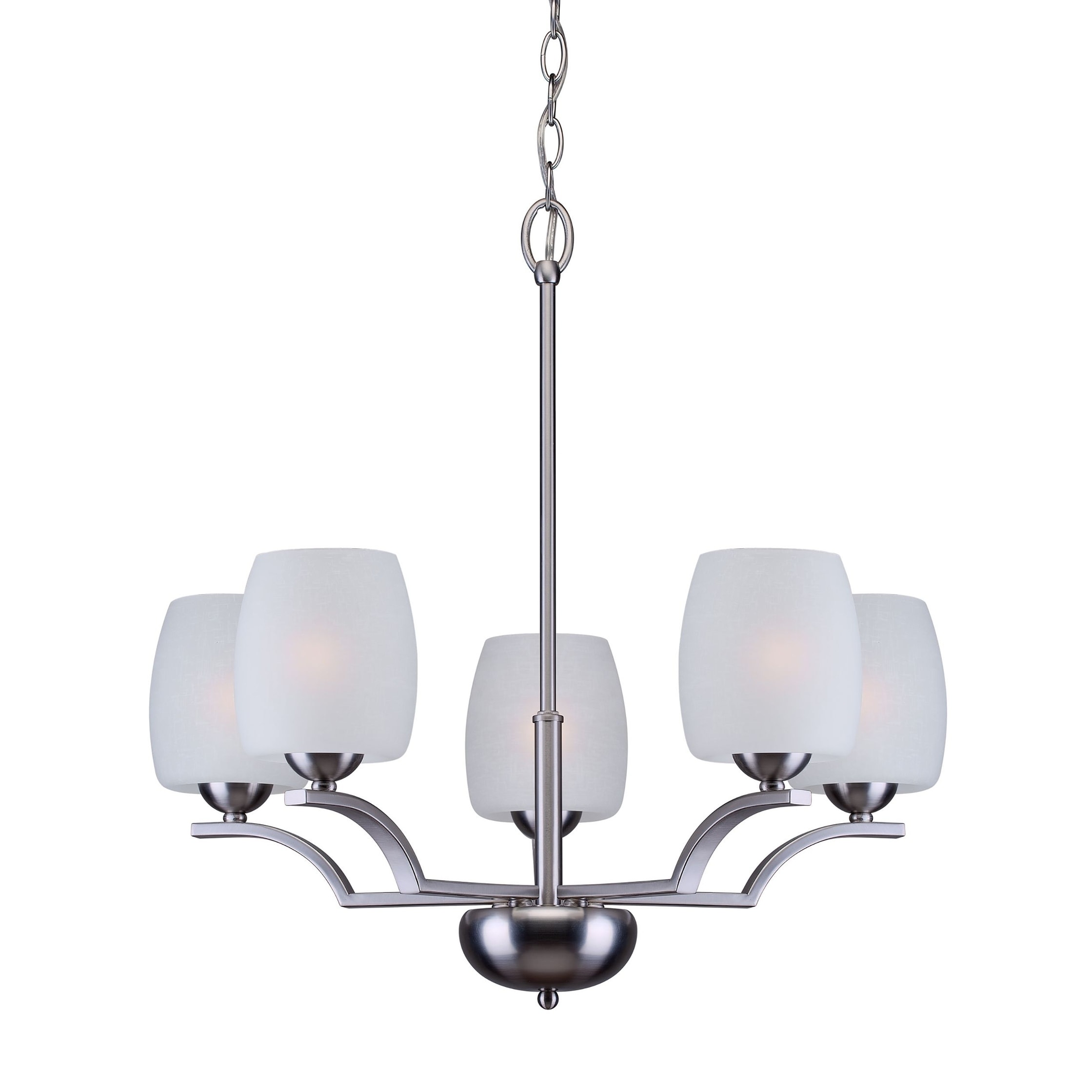 5-Light Brushed Nickel Chandelier with White Linen Glass - Chandeliers For Bedrooms by Overstock.com