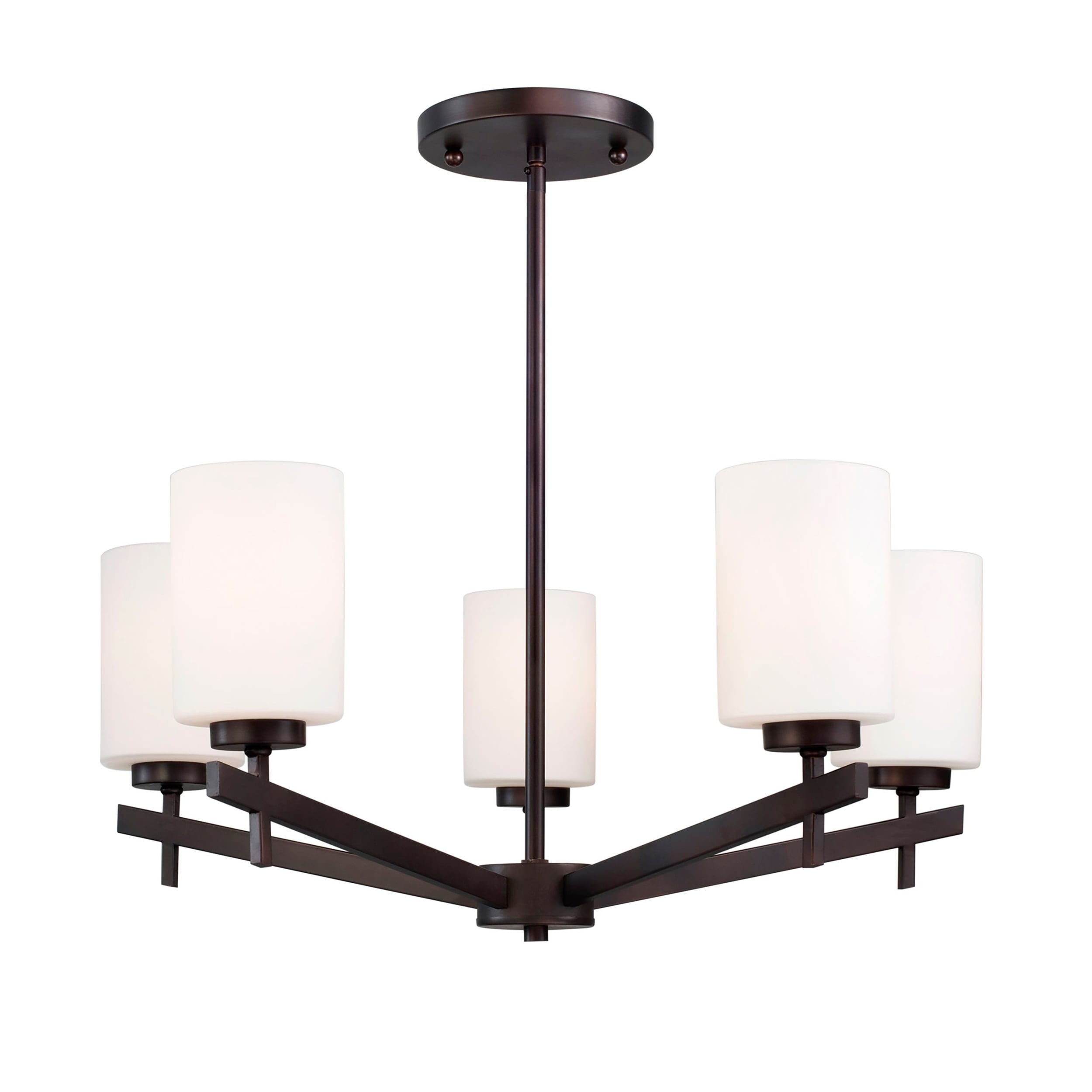 5-Light Antique Bronze Chandelier with Satin Opal Glass - Chandeliers For Bedrooms by Overstock.com