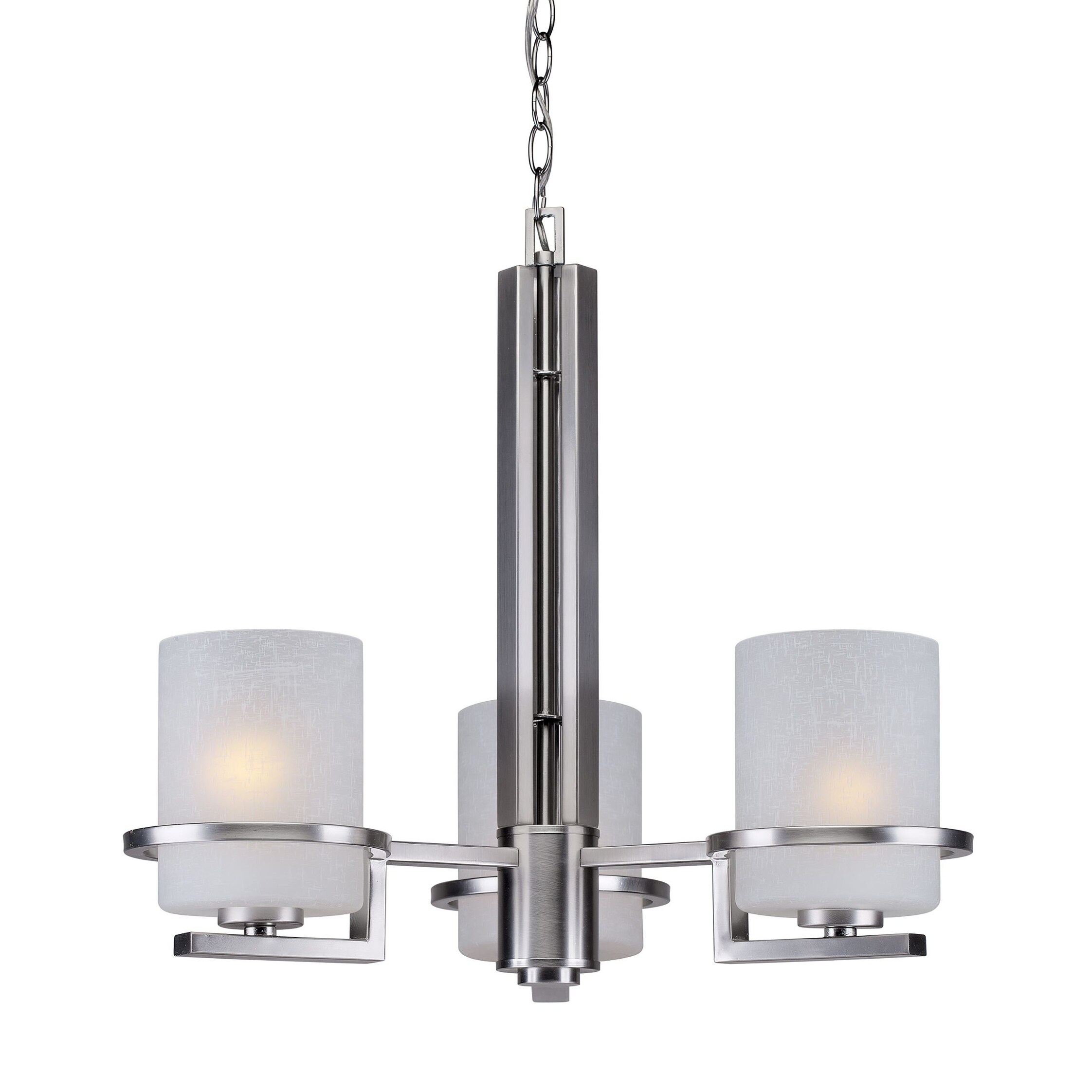 3-Light Brushed Nickel Chandelier with White Linen Glass - Chandeliers For Bedrooms by Overstock.com