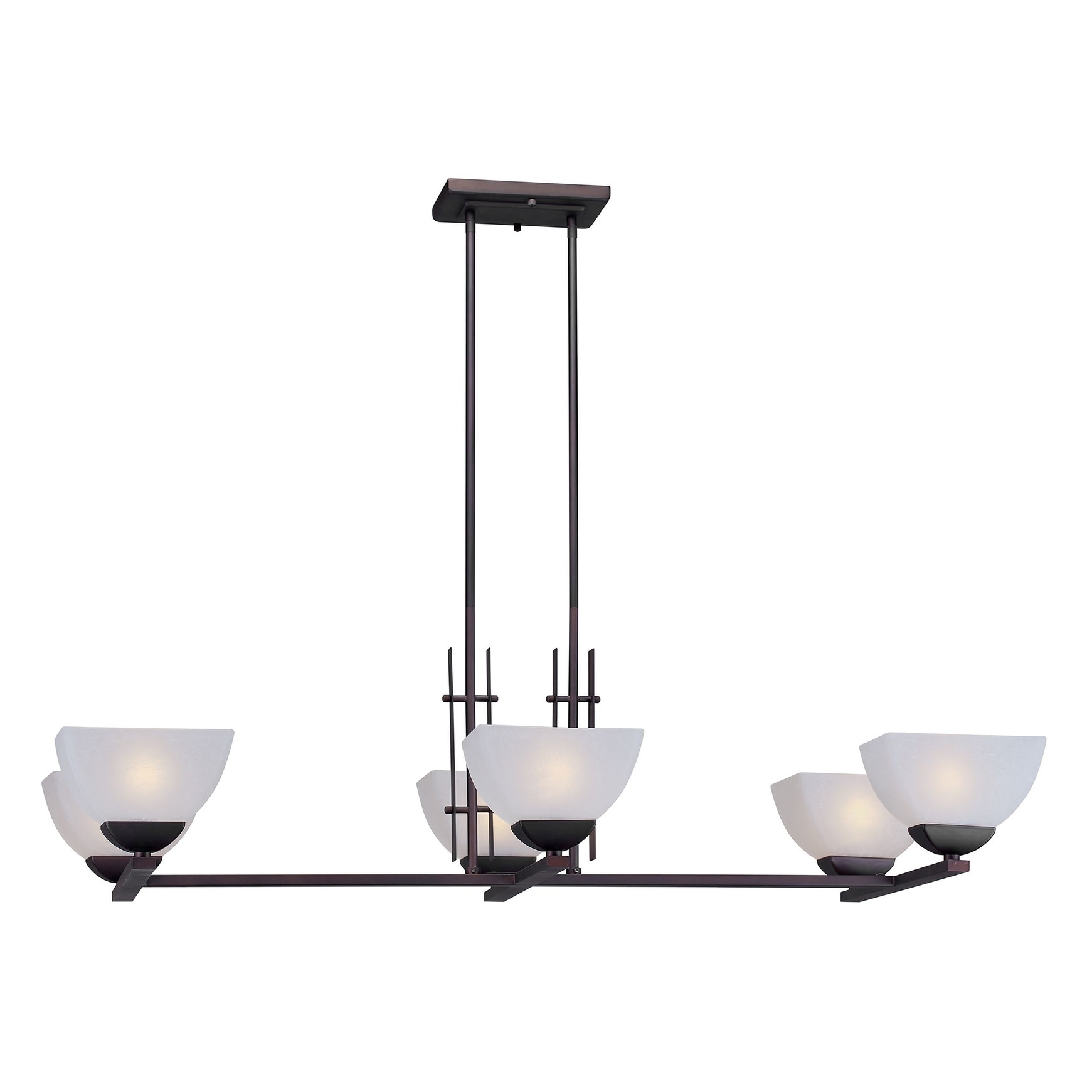 6-Light Antique Bronze Oval Chandelier with White Linen Glass - Chandeliers For Bedrooms by Overstock.com