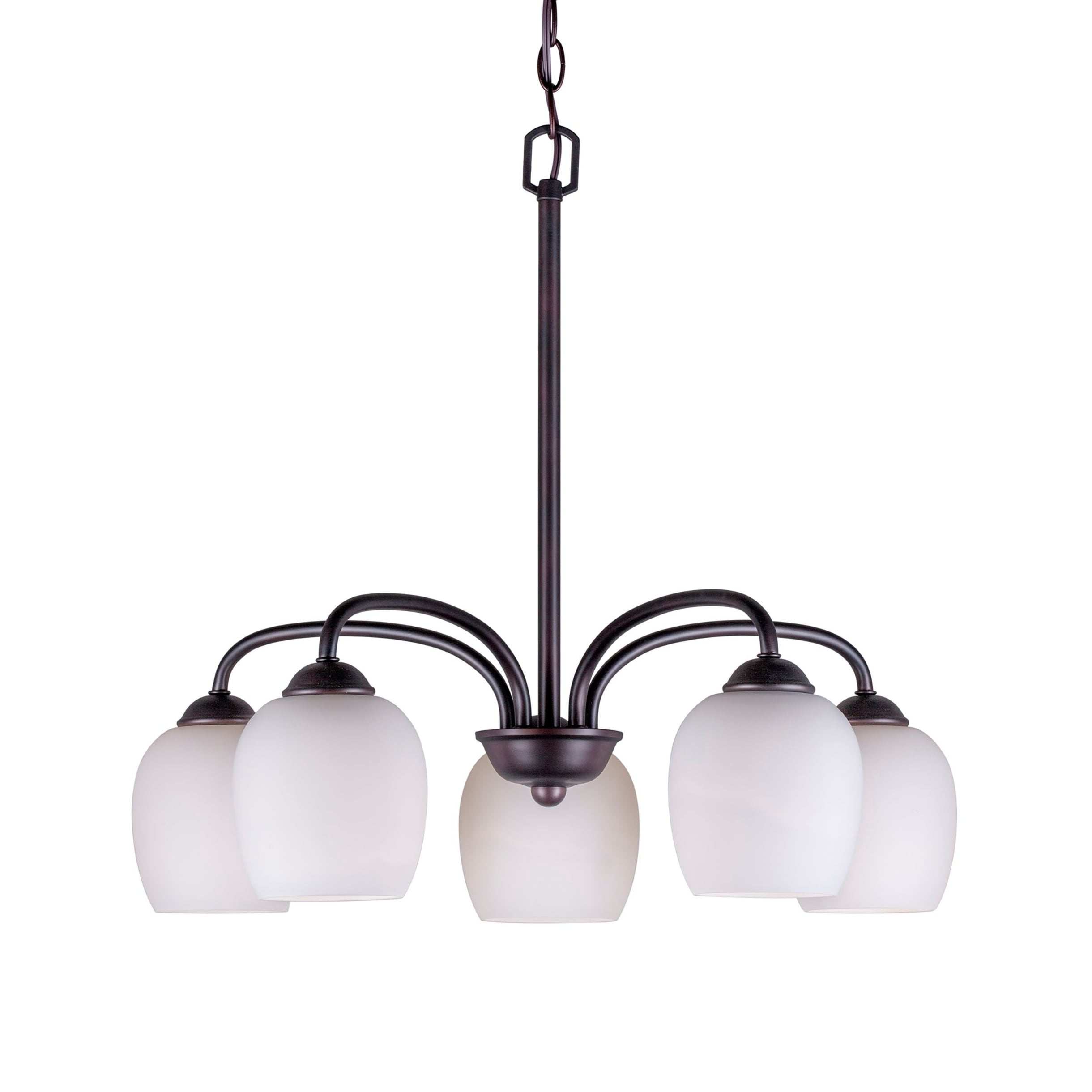 5-Light Antique Bronze Chandelier with Satin Opal Glass - Chandeliers For Bedrooms by Overstock.com