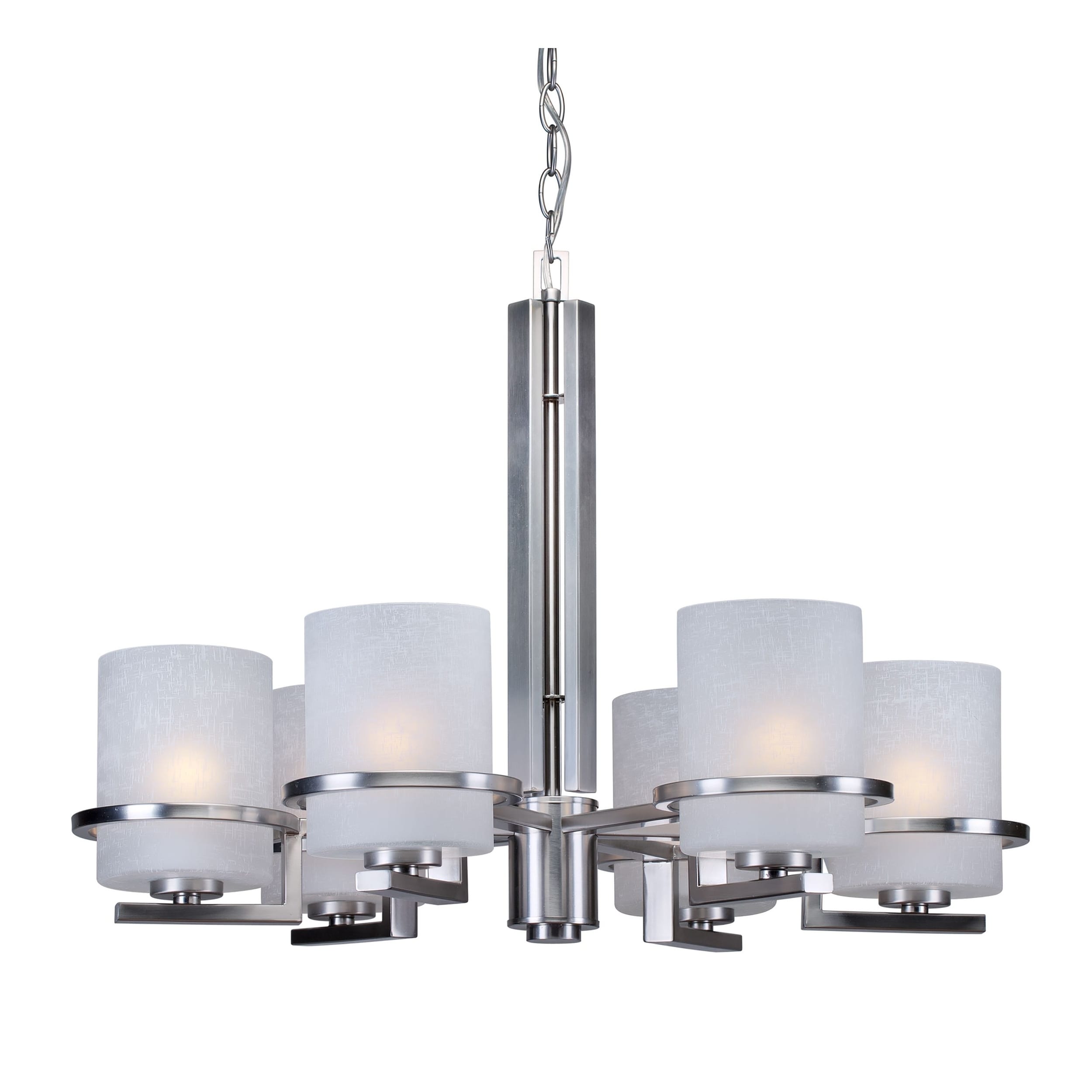 6-Light Brushed Nickel Chandelier with White Linen Glass - Chandeliers For Bedrooms by Overstock.com