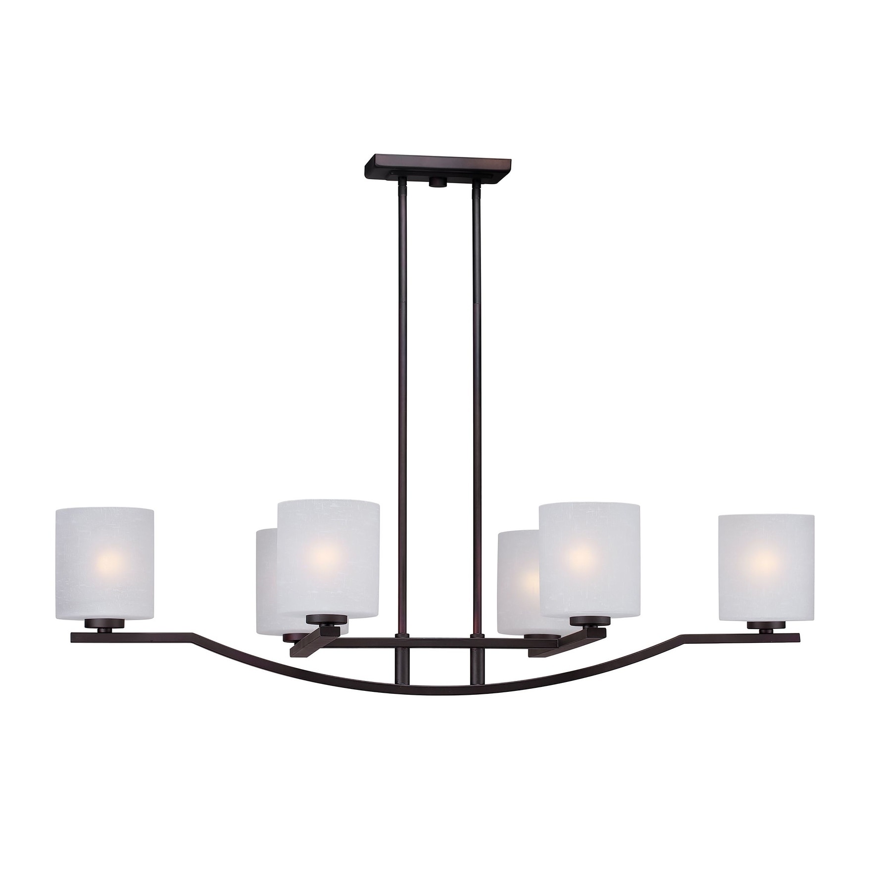 6-Light Antique Bronze Oval Chandelier with White Linen Glass - Chandeliers For Bedrooms by Overstock.com