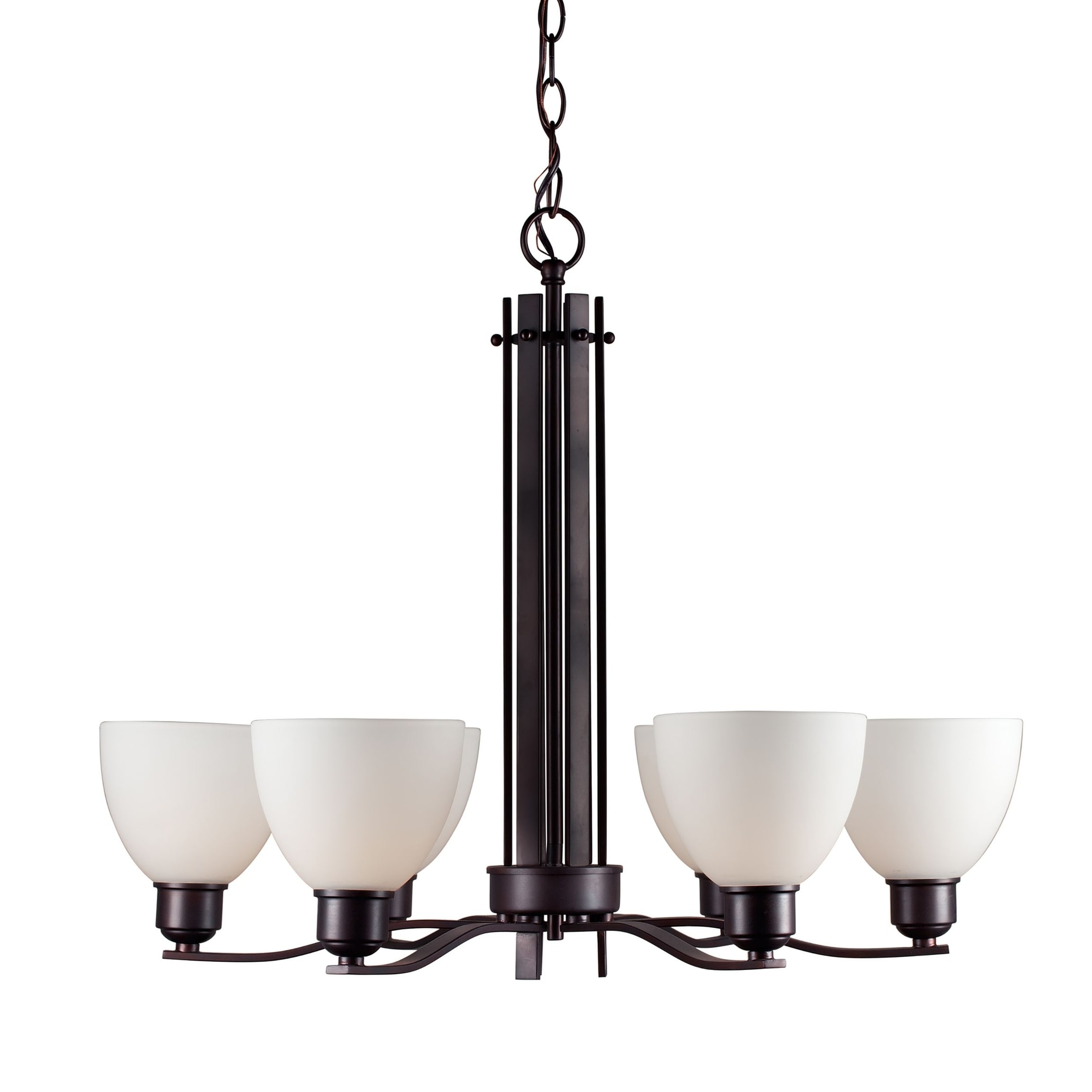 6-Light Antique Bronze Chandelier with White Glass - Chandeliers For Bedrooms by Overstock.com