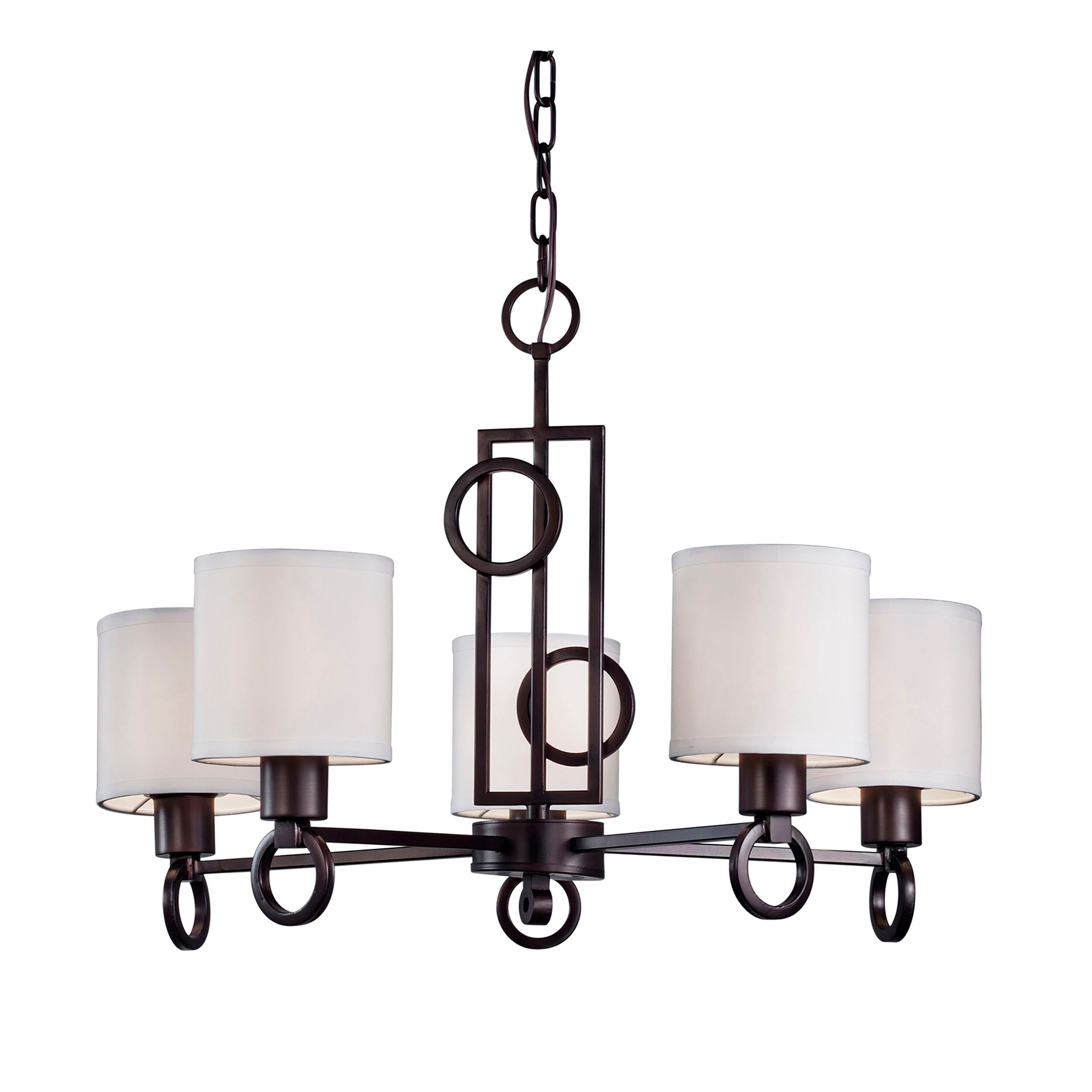 5-Light Antique Bronze Chandelier with Fabric Drum Shade - Chandeliers For Bedrooms by Overstock.com