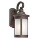 Bourne 1-light Antique Bronze Outdoor Wall Scone With Frosted Seeded 