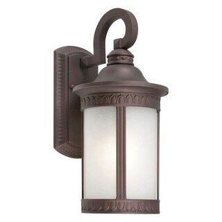 Bourne 1-Light Antique Bronze Outdoor Wall Scone with Frosted Seeded ...