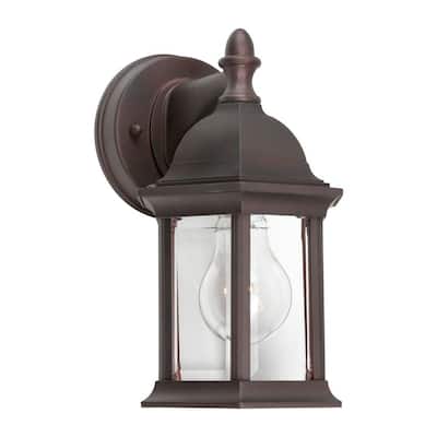 Antique Bronze Outdoor Wall Lantern with Clear Beveled Glass Panels