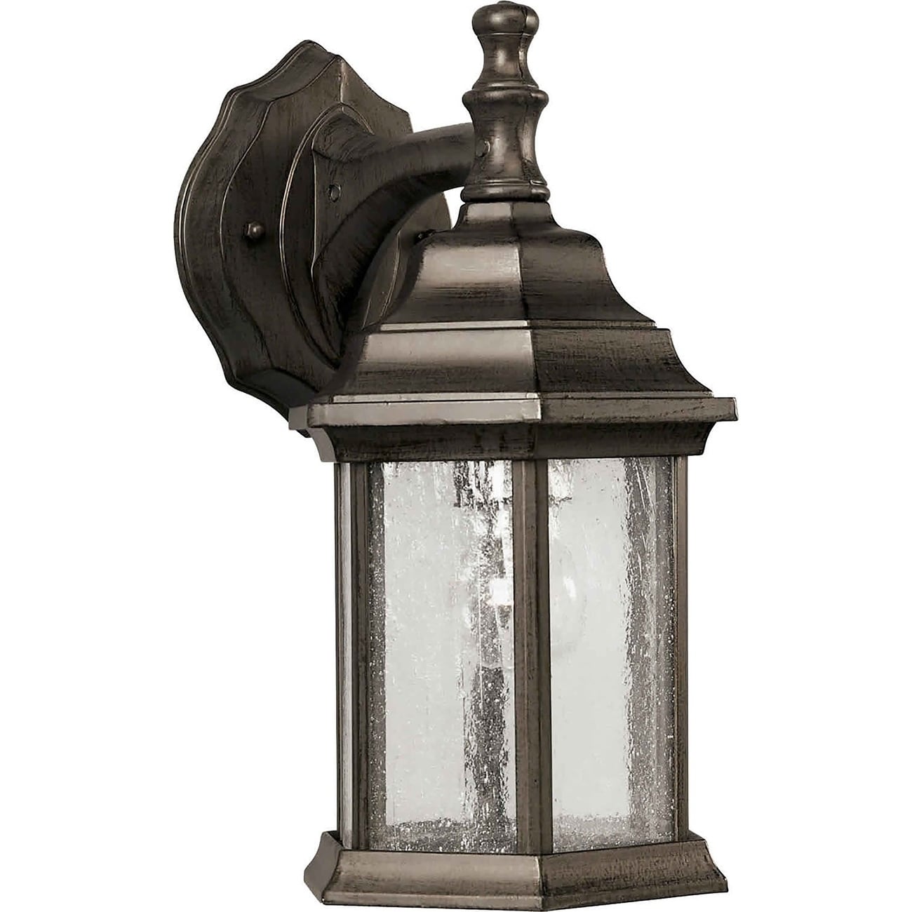 1-Light Olde Bronze Outdoor Wall Lantern With Clear Seeded Glass Panels ...