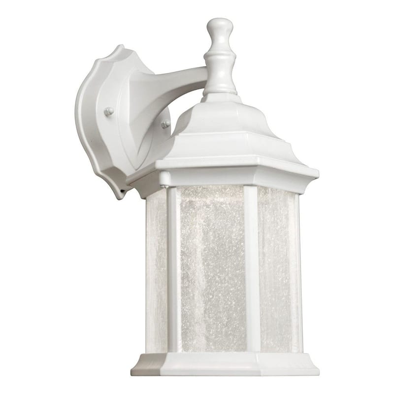 White Outdoor Wall Lantern with Clear Seeded Glass Panels