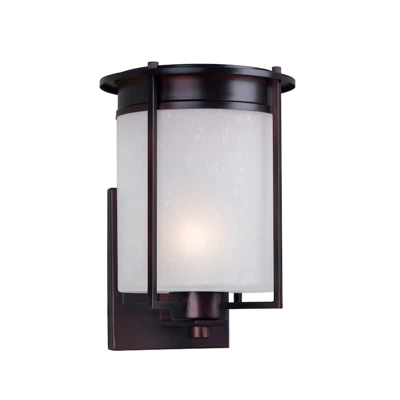 Jax 1-Light Antique Bronze Outdoor Wall Light with Frosted Seeded Glass ...