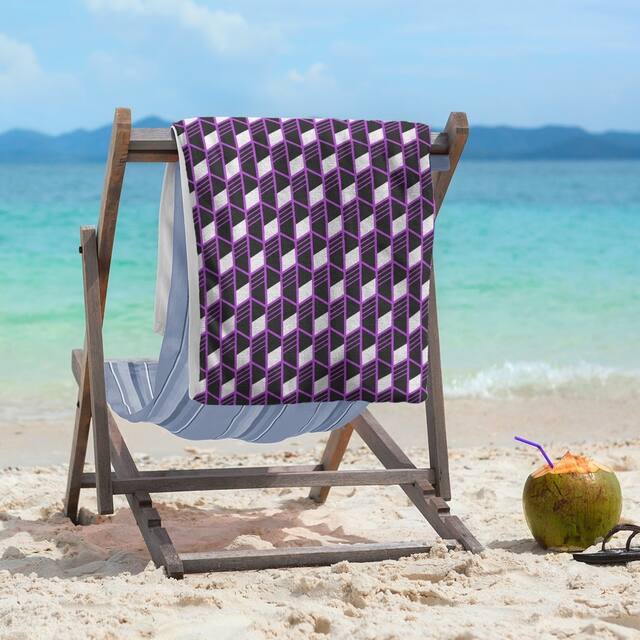 Classic Geometric Stripes Beach Towel - 36 x 72 - Cotton - Violet
