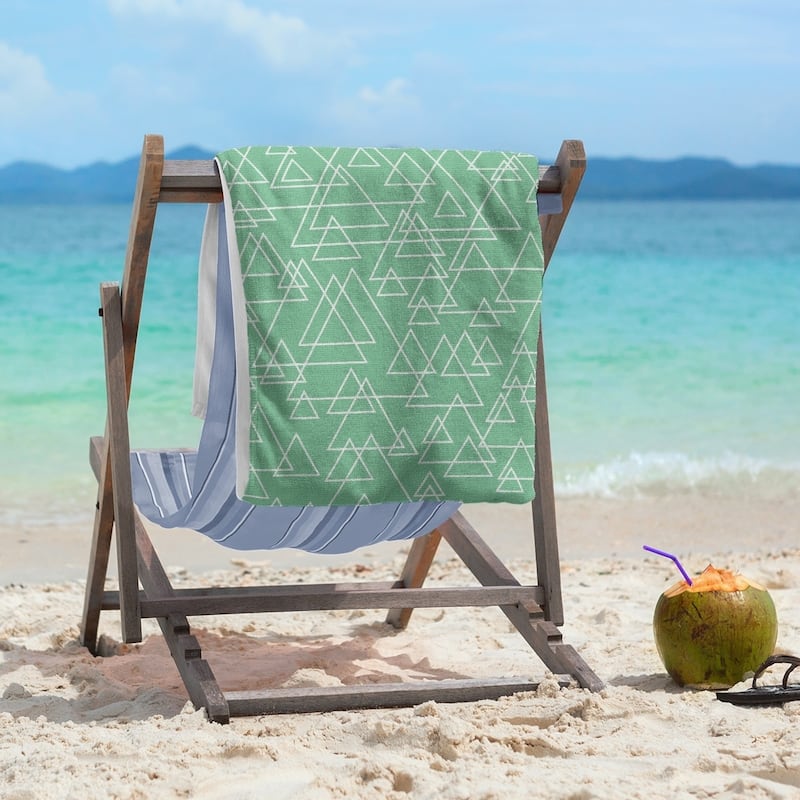 Scattered Triangles Beach Towel - 36 x 72 - Cotton - Green